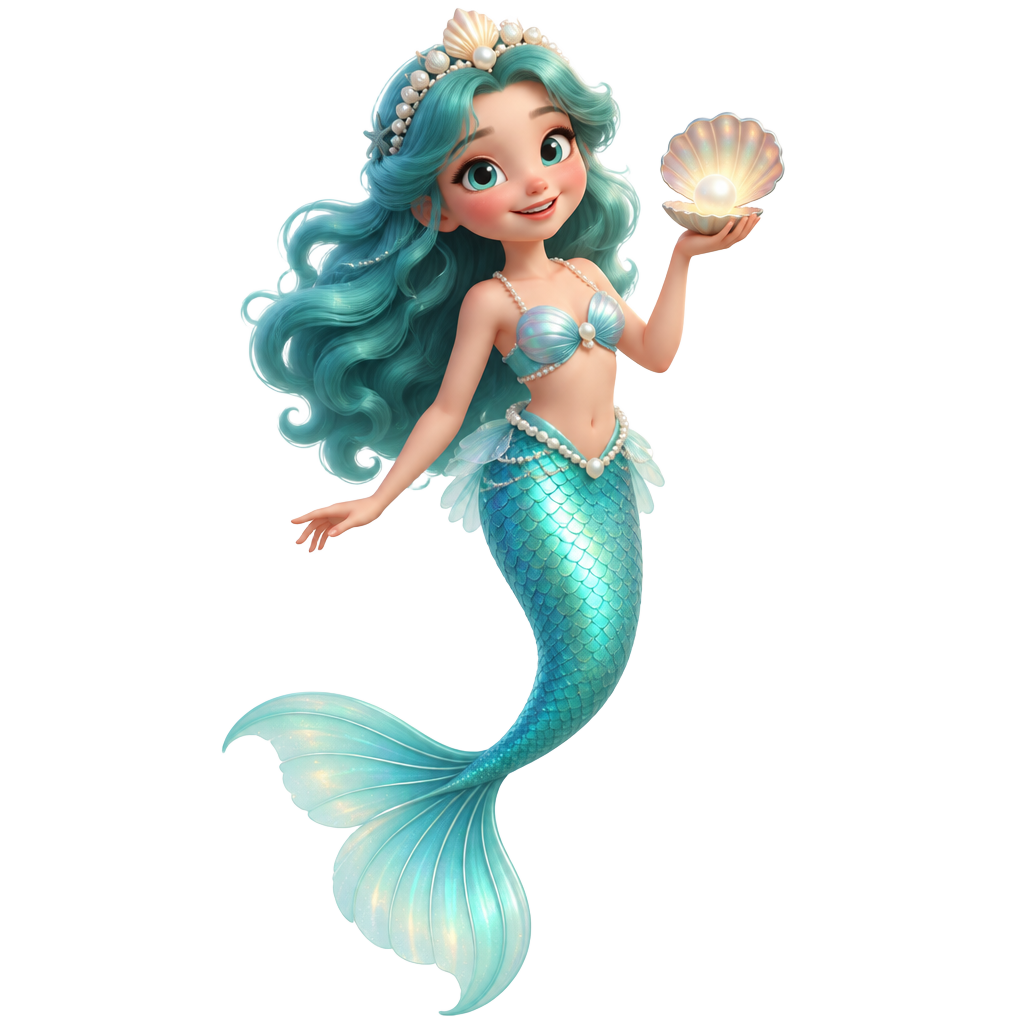 Marina, Calm Explorer, holding the Pearl Shell