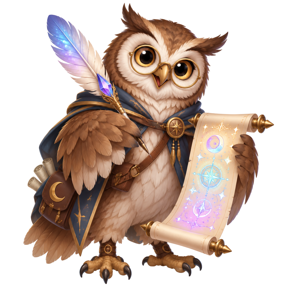 Sage, Wise Planner, holding the Quill & Scroll