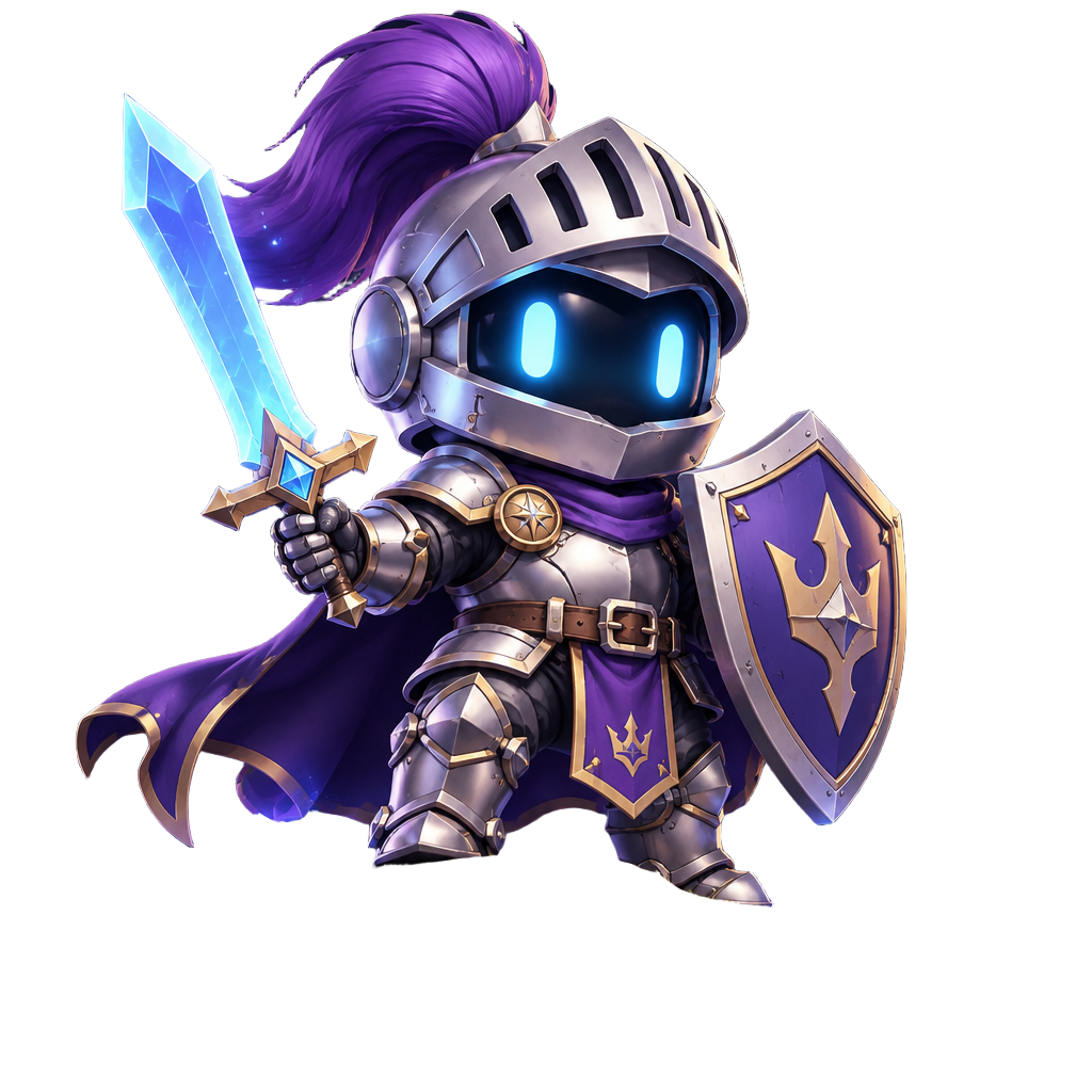 Sir Glance, a friendly knight with a glowing crystal sword